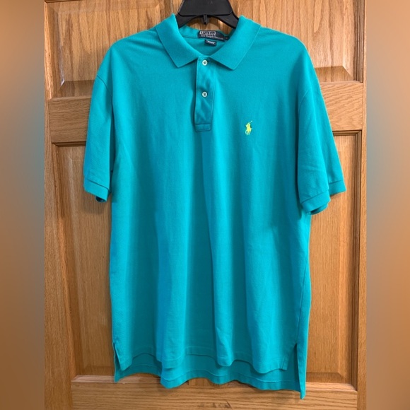 Men's Polo Ralph Lauren Top Classic Fit Short Sleeve Aqua Size L Large - Cotton - Picture 1 of 5